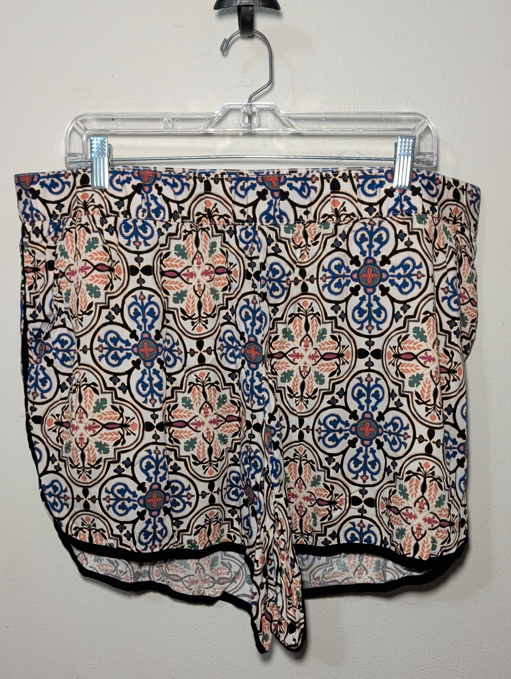 Knox Rose Boho Lounge Shorts Ivory Black Blue Green Rayon Women's Size XXL